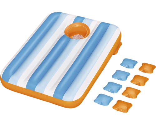 Aufblasbares Wurfspiel für den Pool mit rechteckiger Schwimmplattform und acht Wurfsäckchen