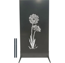 Metall Sichtschutzwand mit Blumenmotiv Allium für den Garten