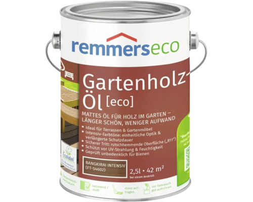 Remmers eco Gartenholzöl 2,5 Liter für Terrassen und Gartenmöbel im Farbton Bangkirai intensiv