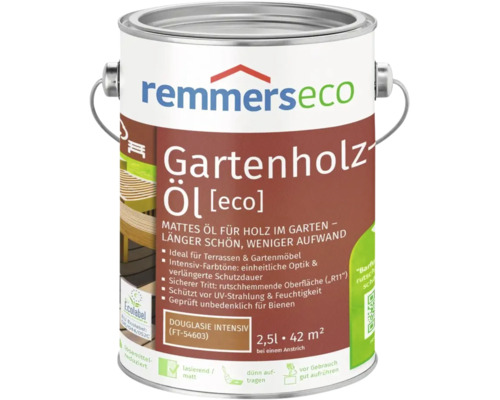 Remmers eco Gartenholzöl Douglasie intensiv 2,5 Liter für Terrassen und Gartenmöbel zum Schutz vor UV Strahlung und Feuchtigkeit