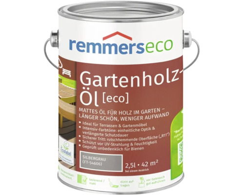 Remmers eco Gartenholzöl Silbergrau 2,5 Liter für Terrassen und Gartenmöbel zum Schutz vor Witterung und UV Strahlung