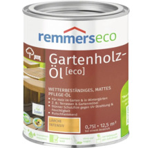 Eine Dose Remmers Eco Gartenholz Öl in der Farbe Lärche intensiv mit 0,75 Liter Inhalt für wetterbeständige Pflege von Holz im Außenbereich.