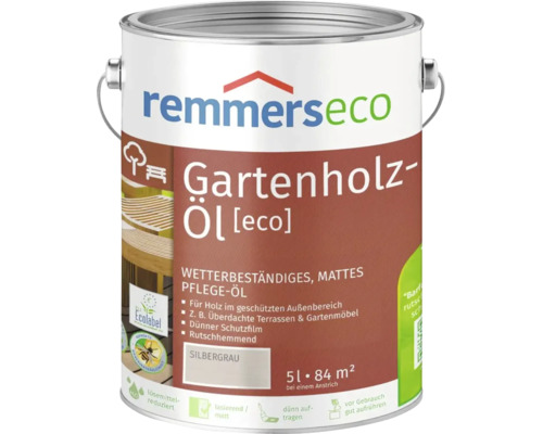 Remmers eco Gartenholzöl 5 Liter Silbergrau matt für Holz im geschützten Außenbereich