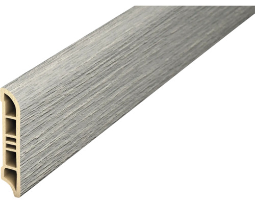 Sockelleiste mit Holzoptik Oberfläche und hohlem Profilquerschnitt für die Bodenverlegung