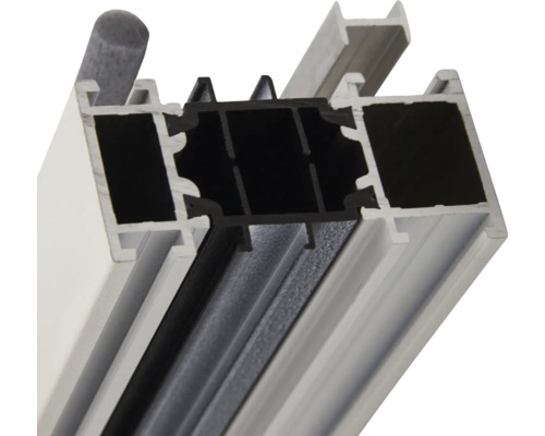 Querschnitt eines Aluminium Profilsystems für Fenster oder Türen mit Dichtung