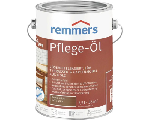 Remmers Pflege-Öl Bangkirai intensiv 2,5 Liter Gebinde zur Holzpflege von Terrassen und Gartenmöbeln.