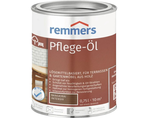Remmers Pflege-Öl Bangkirai Intensiv, lösemittelbasiertes Holzöl für Gartenmöbel und Terrassen, 0,75 Liter Dose.