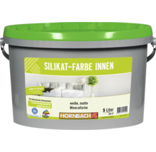 HORNBACH Silikatfarbe Innen, weiße matte Mineralfarbe, 5 Liter Eimer für mineralische Untergründe, konservierungsmittelfrei.