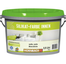 HORNBACH Silikat-Farbe Innen, weisse matte mineralische Wandfarbe, 2,5 Liter Gebinde für mineralische Untergründe, konservierungsmittelfrei.