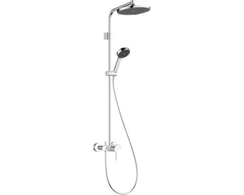 Hansgrohe Duschsystem mit Thermostat Armatur, Kopfbrause und Handbrause aus verchromtem Metall
