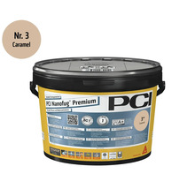 PCI Nanofug Premium Flexfugenmörtel in der Farbe Karamell im Eimer für Fliesen und Naturstein