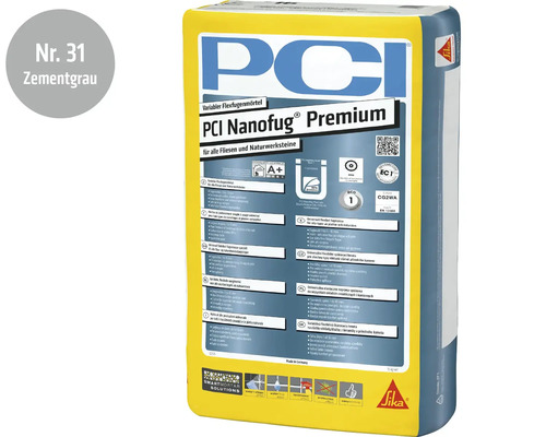 PCI Nanofug Premium Flexfugenmörtel in Zementgrau für Fliesen und Naturstein im Sack