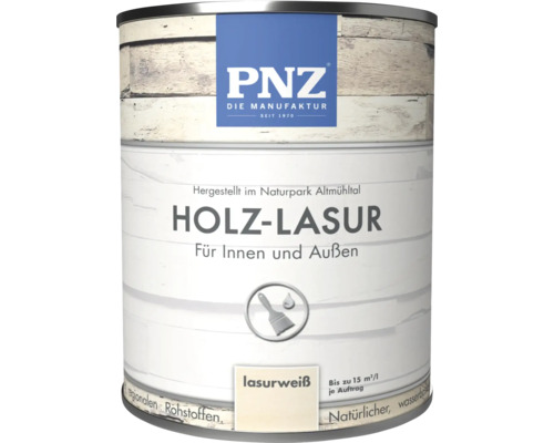 PNZ Holzlasur lasurweiß für Innen und Außen in einer Dose