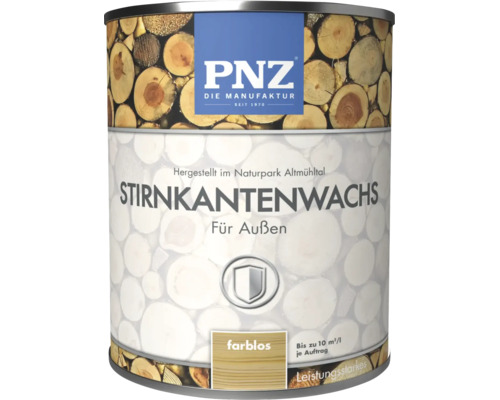 PNZ Stirnkantenwachs für Außen, farblos, Holzschutz für Hirnholz, 1 Liter Dose