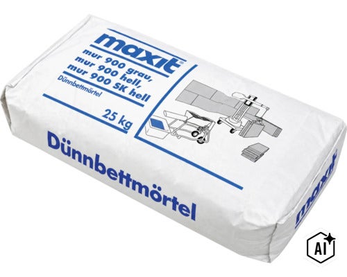 Sack Maxit Dünnbettmörtel 25 Kilogramm für Mauerwerk (Image AI modified or generated)