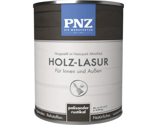 Eine Dose PNZ Holzlasur für den Innen- und Außenbereich im Farbton Palisander rustikal für bis zu 15 Quadratmeter pro Liter