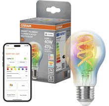 Osram Smart Plus Filament LED Lampe E27 mit Multicolor Funktion und Matter Standard inklusive App Steuerung und Produktverpackung