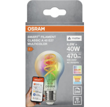 Osram Smart Plus Filament LED Lampe Classic A E27 4,8 Watt 470 Lumen multicolor smart steuerbar für Smart Home Systeme in Produktverpackung