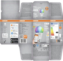 Osram Smart Plus Classic A75 E27 Multicolor LED Lampe 9,5 Watt mit Matter Standard, 1055 Lumen, dimmbar, steuerbar über App und Smart Home System.