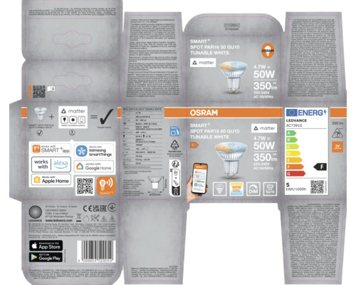 LEDVANCE Osram Smart Plus LED Spot Lampe GU10 Tunable White mit Verpackung