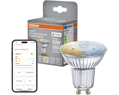 Osram Smart Plus LED Spot PAR16 GU10 mit App Steuerung und Verpackung