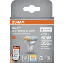 Osram Smart Plus LED Spot PAR16 50 GU10, 4,7 Watt, dimmbar, Tunable White, mit Matter Unterstuetzung in der Verkaufsverpackung.