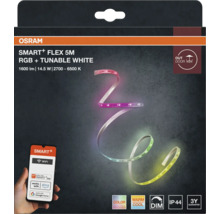 Osram Smart Plus Flex LED Streifen 5 Meter RGB und einstellbares Weiss für den Aussenbereich mit App Steuerung und Sprachassistenten Unterstützung