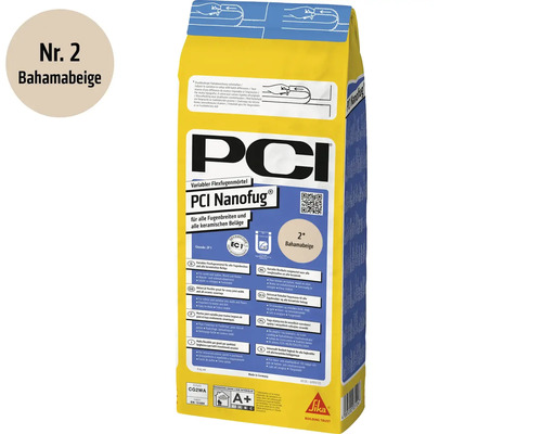 PCI Nanofug variabler Flexfugenmoertel in der Farbe Bahamabeige, 4 Kilogramm Sack.