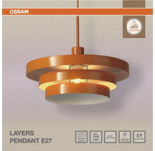 Osram Layers Pendelleuchte E27, mehrschichtiges Metalldesign mit Textilkabel, maximale Leistung 15 Watt LED, einfache Montage, 5 Jahre Garantie.