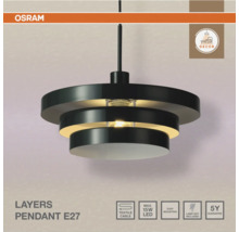 Osram Layers Pendelleuchte E27 mit dreistufigem Metallschirm zur dekorativen Innenbeleuchtung mit Textilkabel und fünf Jahren Garantie