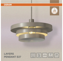 Osram Layers Pendelleuchte E27, mehrschichtiges Metalldesign mit Textilkabel, geeignet fuer maximal 15 Watt LED Leuchtmittel, einfache Montage.