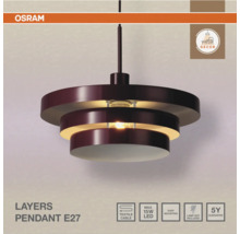 Osram Layers Pendelleuchte mit E27 Fassung, mehrschichtiges Metalldesign, für maximal 15 Watt LED Leuchtmittel, Textilkabel und einfache Montage.