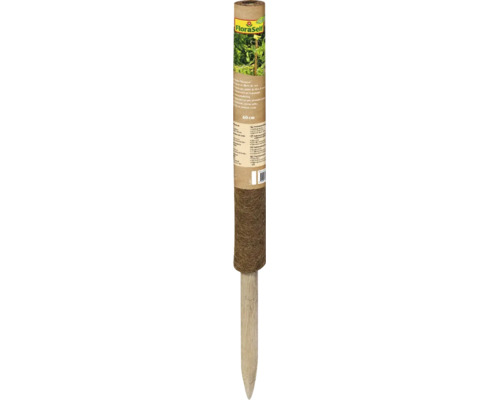 FloraSelf Kokos Pflanzstab aus Naturfaser mit Holzstab, 60 Zentimeter lang, zur Unterstützung von Kletterpflanzen im Garten.