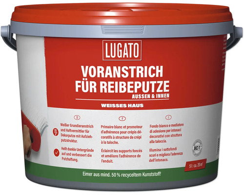 Lugato Voranstrich für Reibeputze für Außen und Innen im Eimer fünf Liter.