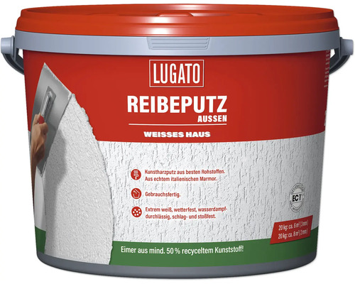 Kunststoffeimer Lugato Reibeputz Aussen Weisses Haus Fassadenputz zur Anwendung im Aussenbereich