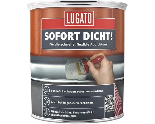 Lugato Sofort Dicht Dichtungsmittel Dose zur Abdichtung von Leckagen und Rissen mit Pinselauftrag.