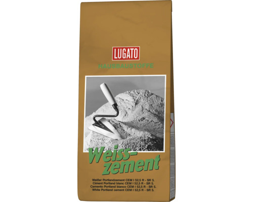 Lugato Weisszement Sack Portlandzement CEM I 52,5 R SR 5 fuer Bauarbeiten