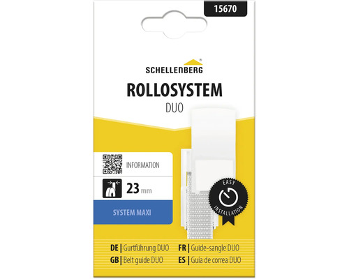 Schellenberg Rollosystem Duo Gurtführung für Rollladen mit 23 Millimeter Gurtbreite, System Maxi für einfache Montage.