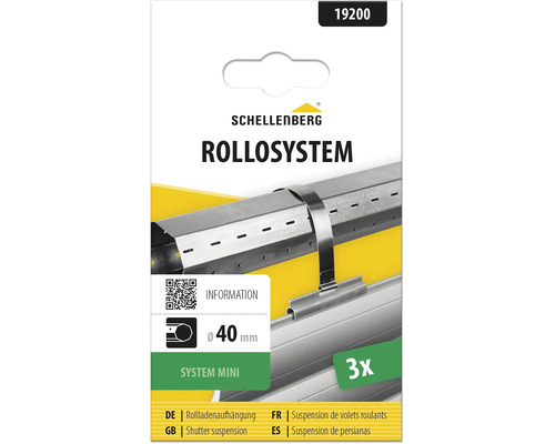 Schellenberg Rolladenaufhängung Rollosystem Mini für 40 Millimeter Wellen, 3 Stück Set.