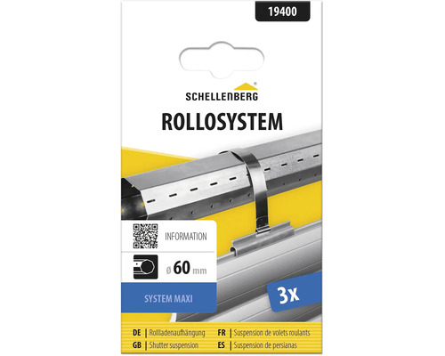 Schellenberg Rolladenaufhängung Maxi für 60 Millimeter Achtkantwellen, 3 Stück