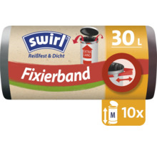 Swirl Müllbeutel 30 Liter mit Fixierband, 10 Stück pro Rolle für reißfeste und dichte Abfallentsorgung.