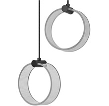 Zweiflammige LED Pendelleuchte mit ringfoermigen Leuchtenkoerpern fuer ein modernes Interieur.