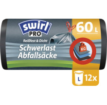 Swirl Pro Schwerlast Abfallsäcke 60 Liter, 12 Stück, reißfest und dicht