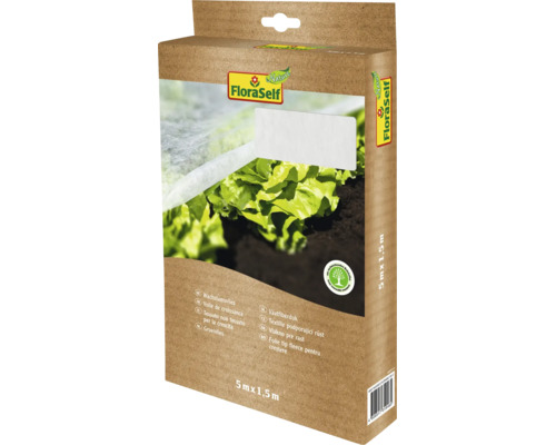 FloraSelf Wachstumsvlies 5 Meter mal 1,5 Meter für den Garten in einer Pappschachtel