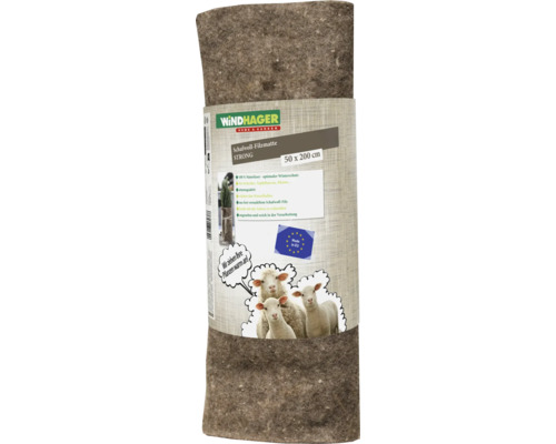 Windhager Schafwoll-Filzmatte Strong, Winterschutz aus Naturfaser, 50 mal 200 Zentimeter, zum Schutz von Pflanzen und Wurzelballen.