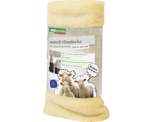 Windhager Schafwollvliesdecke als Winterschutz für Pflanzen in der Größe 100 mal 200 Zentimeter