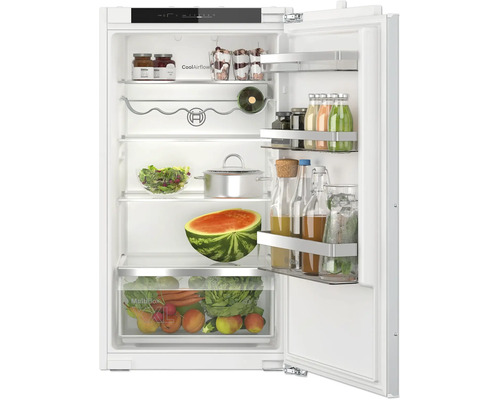 Bosch Einbaukühlschrank mit MultiBox XXL für Obst und Gemüse sowie CoolAirflow System für gleichmäßige Kühlung im Innenraum.