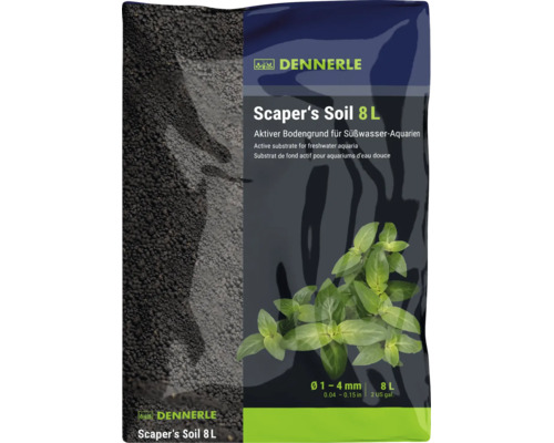 Dennerle Scaper Soil aktiver Bodengrund für Süßwasser Aquarien 8 Liter Packung mit 1 bis 4 Millimeter Körnung