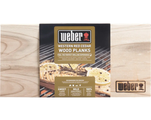 Weber Western Red Cedar Räucherplanken aus Zedernholz für das Grillen von Fisch und Fleisch, 2 Stück