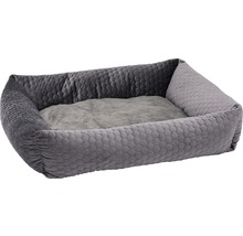 Graues Hundebett mit sechseckigem Muster und weichem Innenkissen